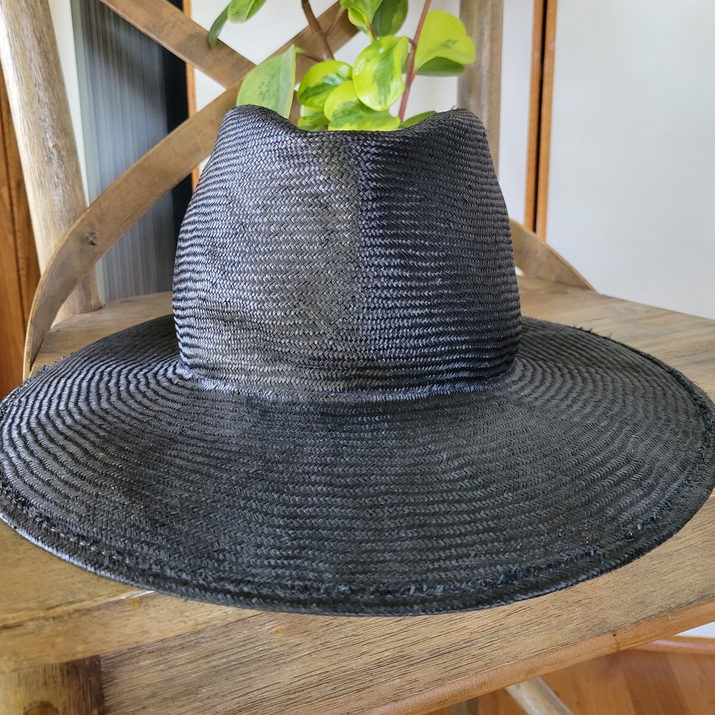 Janessa Leone Black Straw Fedora Hat L — image 5 of 8